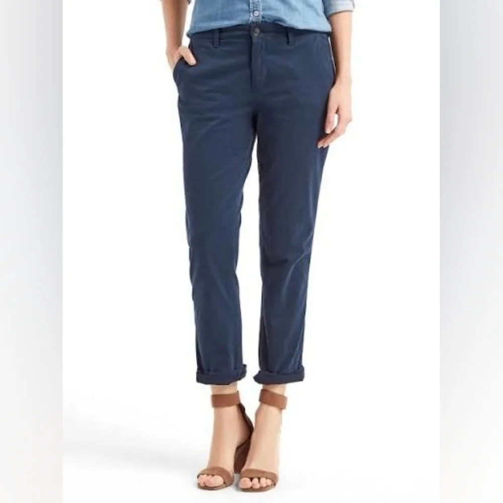 NWOT Gap Girlfriend Twill Stripe Chinos - Navy Blue - Size 6 - Picture 3 of 5